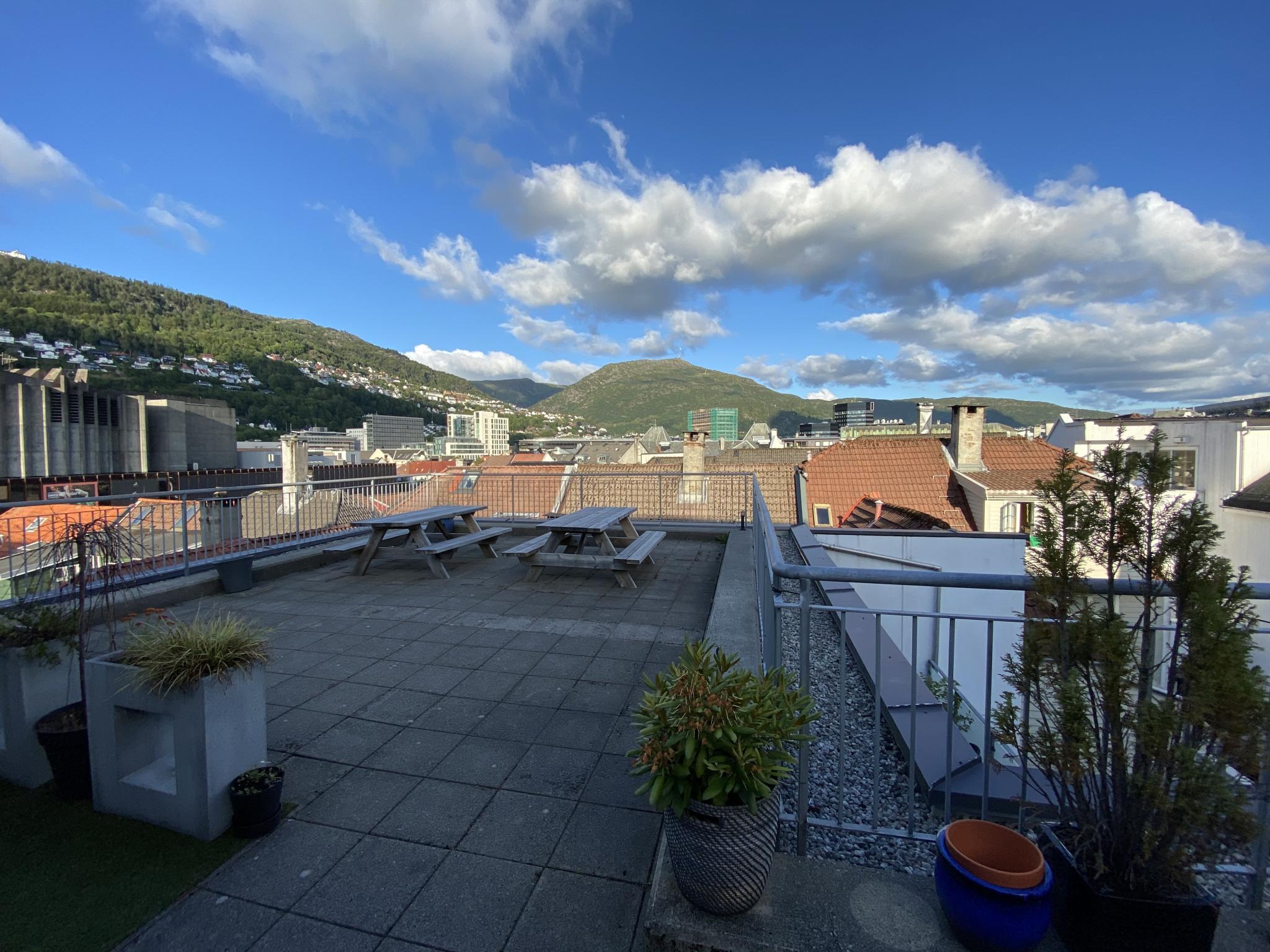 Felles takterasse med gode solforhold.